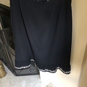 Apostrophe black skirt with embroidered ruffle hem size 8